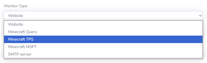 Choosing Minecraft TPS or Minecraft MSPT as your Monitor type.